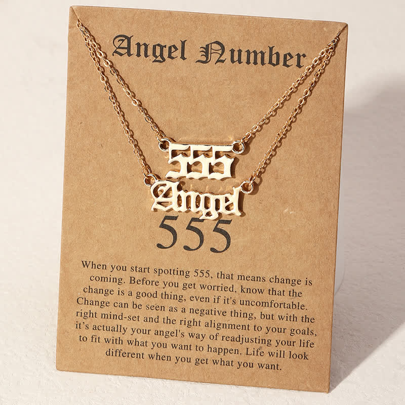 Olivenorma Angle Number & Angel Dainty Double Necklace