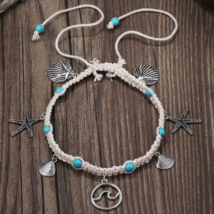 Olivenorma Turquoise Starfish Wave Charm Bracelet Anklet