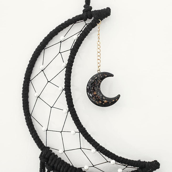 Olivenorma Black Onyx Moon Macrame Tassel Dream Catcher