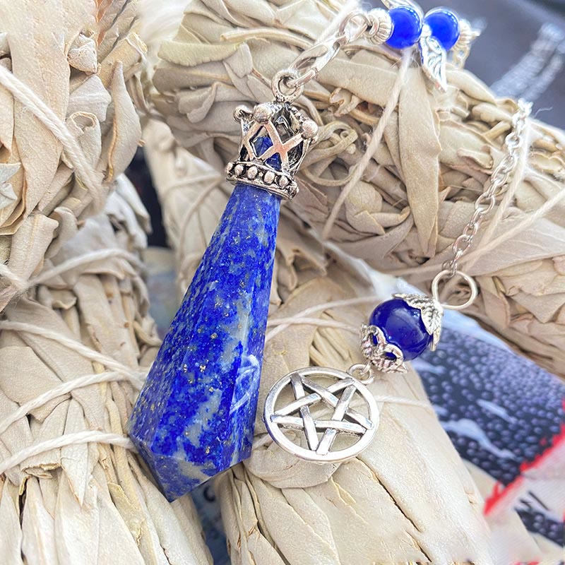 Olivenorma Lapis Lazuli Crystal Crown Wings Pendulum