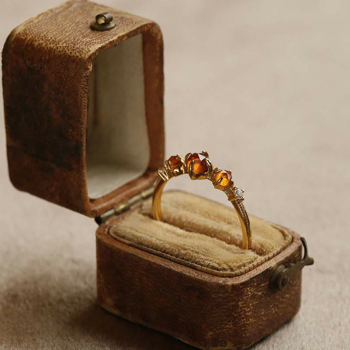 Olivenorma Adjustable Orange Garnet Ring