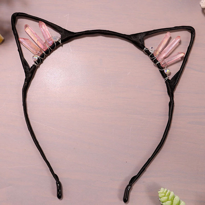 Olivenorma Electroplating Crystal Cat Ears Headband