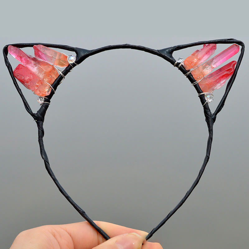 Olivenorma Electroplating Crystal Cat Ears Headband