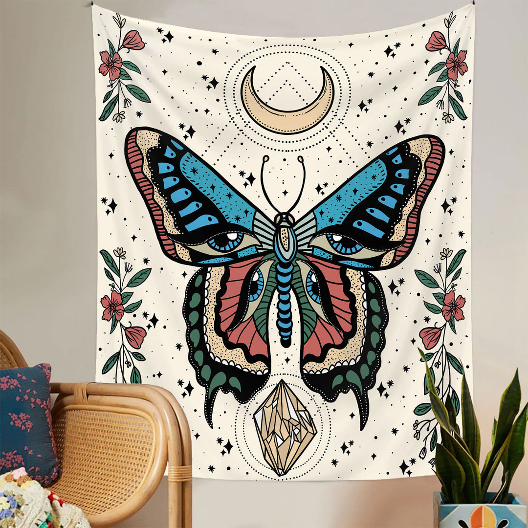 Olivenorma Moth Butterfly Black White Tapestry