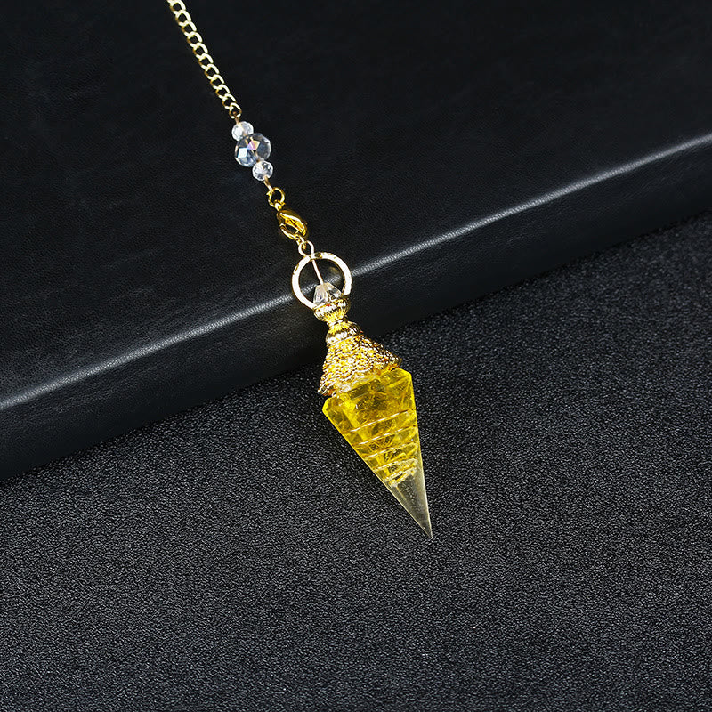 Olivenorma Natural Crystal Resin Hexagonal Pyramid Pendulum