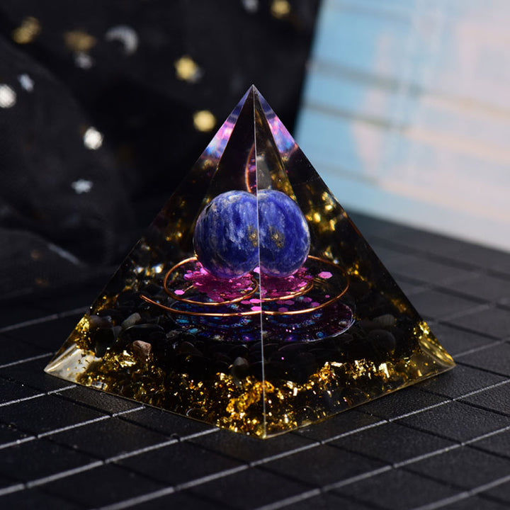 Olivenorma Lapis Lazuli Obsidian Orgone Pyramid