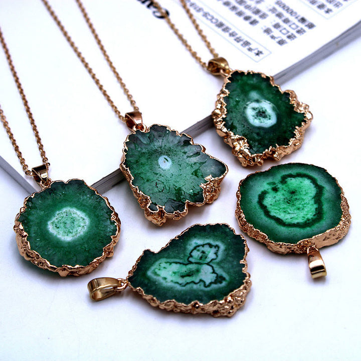 Olivenorma Natural Crystal Geode Pendant - Green Aventurine - image 13