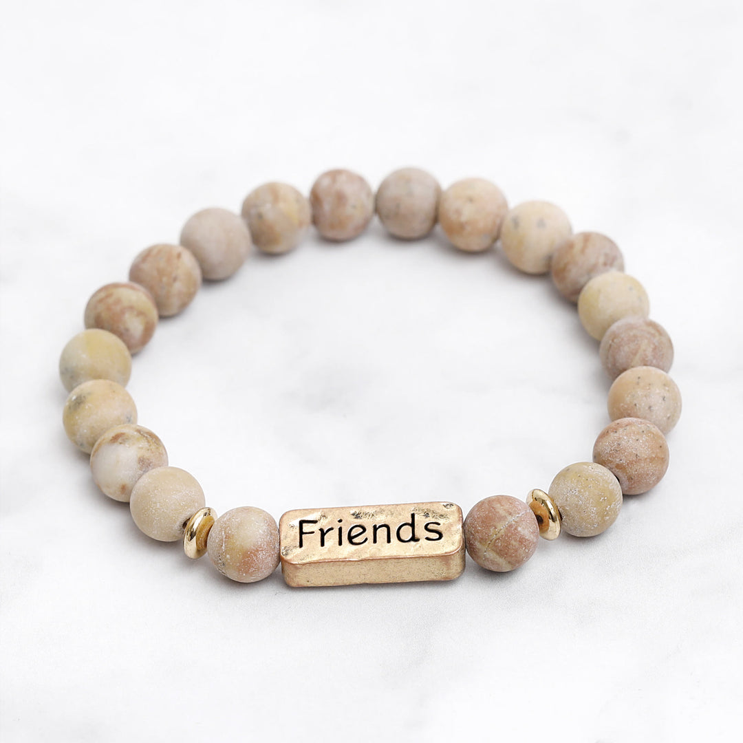 Olivenorma Natural Gemstone Friends Engraving Bracelet