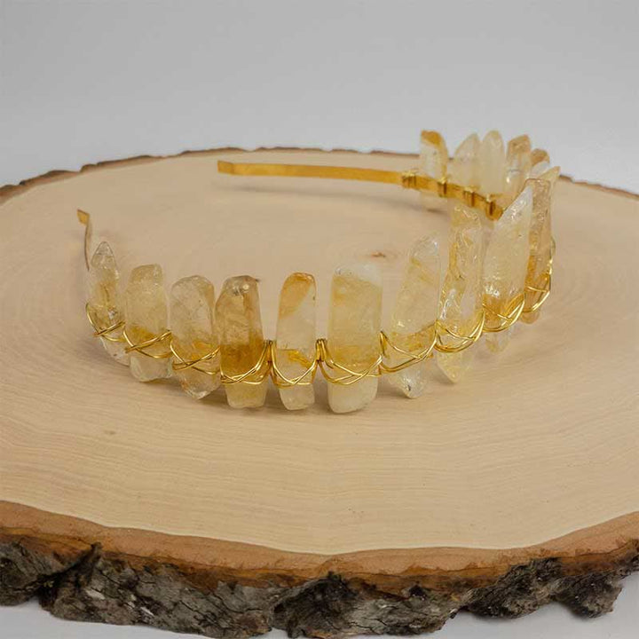 Olivenorma Citrine Gold Bridal Headband Crystal Crown