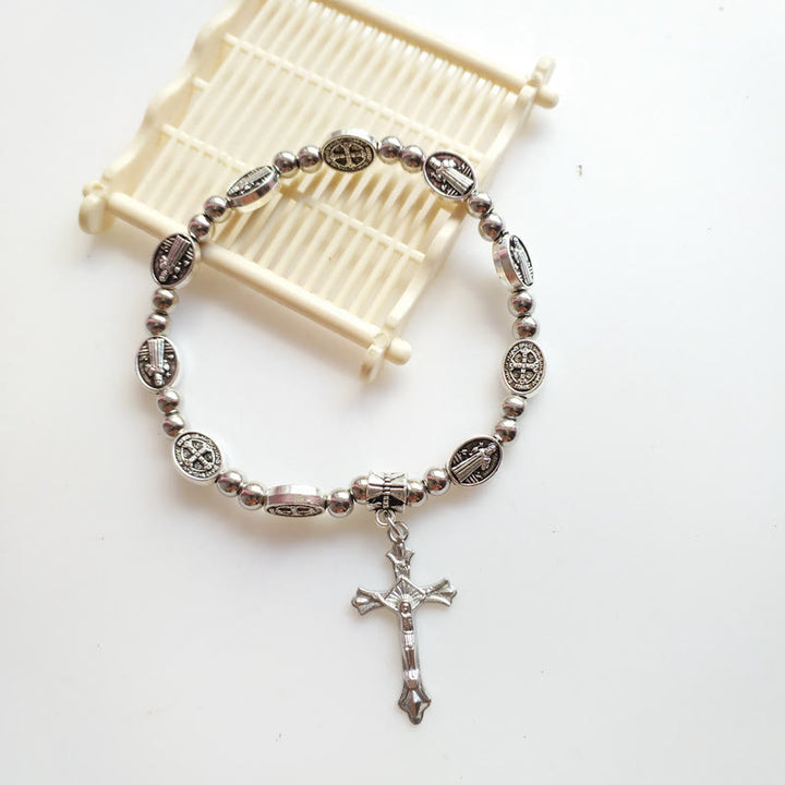 Olivenorma Acrylic Crystal Stretch Wire Alloy Christianity Cross Bracelet