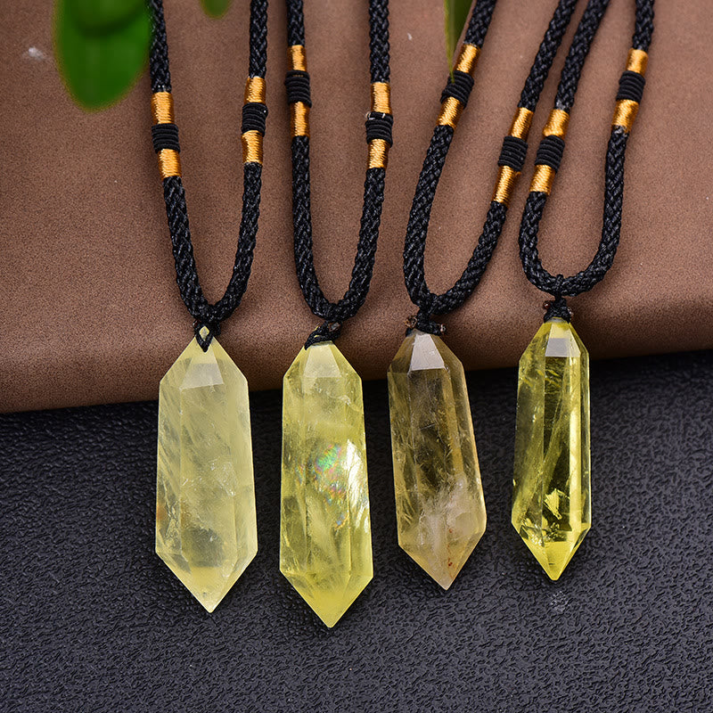 Olivenorma"Prosperous Life" - Citrine Hexagonal Prism Crystal Necklace