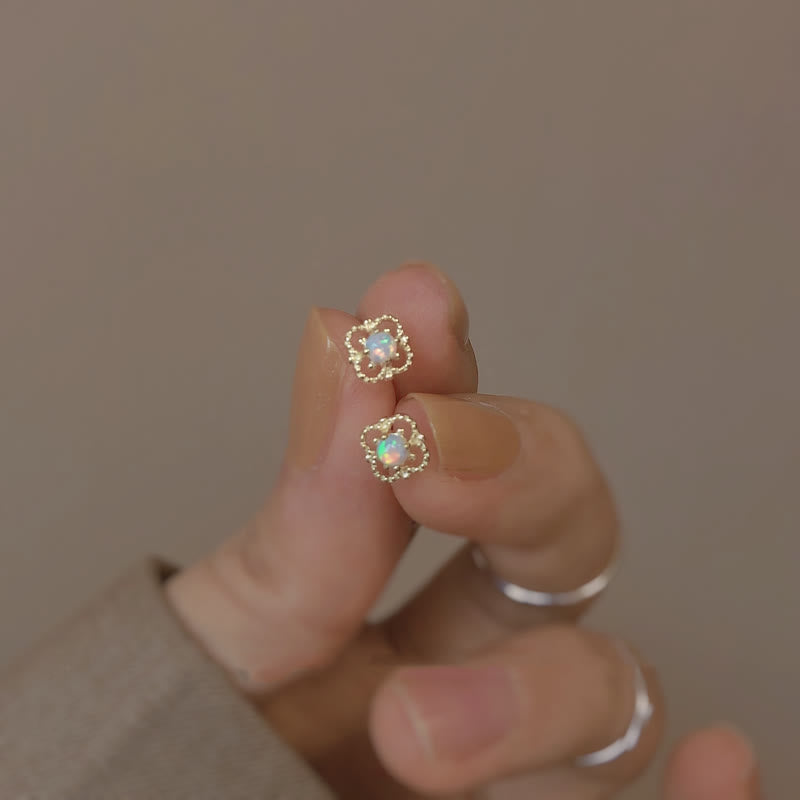 Olivenorma Delicate Vintage Opal Rhombic Earrings
