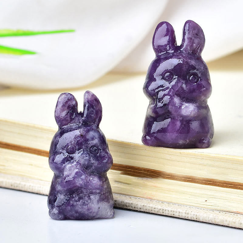 Olivenorma Natural Crystal Carrot Rabbit Carving Gemstone Decoration - Amethyst - image 19