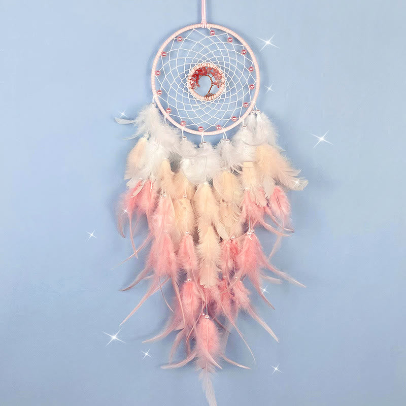 Olivenorma Crystal Tree Of Life Feather Glow Dream Catcher