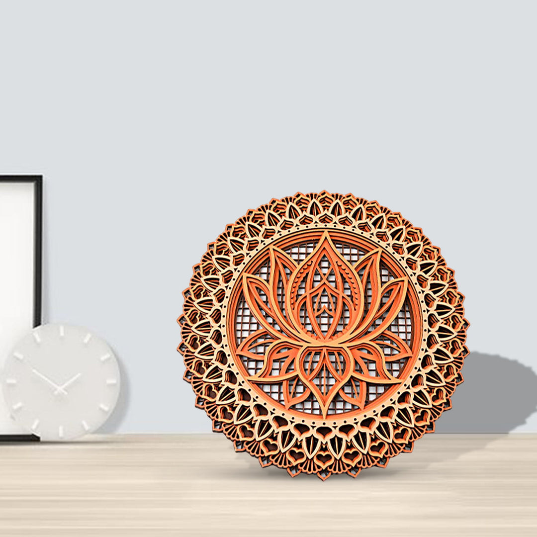 Olivenorma Lotus Mandala Wooden 3D Engraving Wall Decor