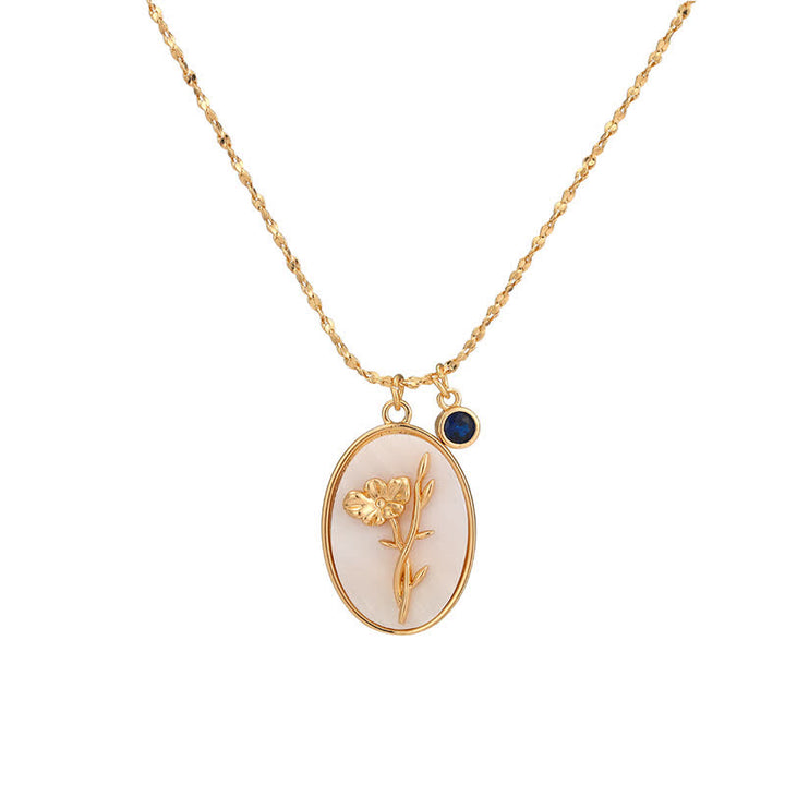 Olivenorma Birth Stone With Birth Flower Necklace - Sep - Aster - image 9
