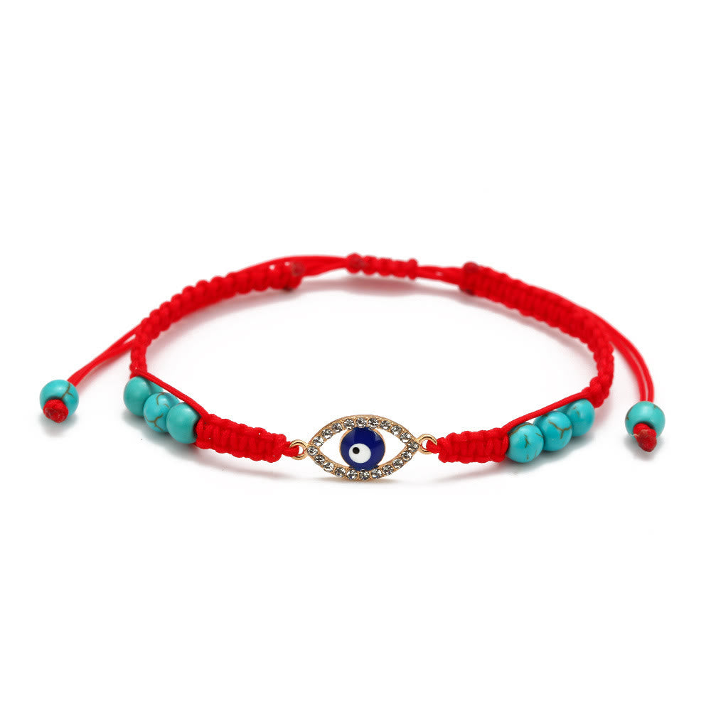 Olivenorma Turquoise White Zircon Evil Eye Braided Adjustable Bracelet