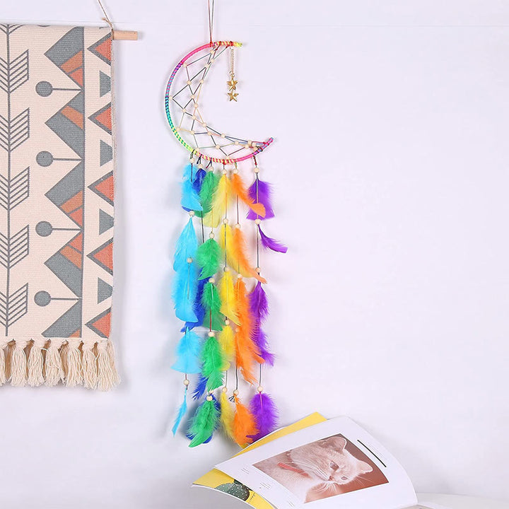 Olivenorma "Colorful Dream" - Moon Colorful Feather Dream Catcher