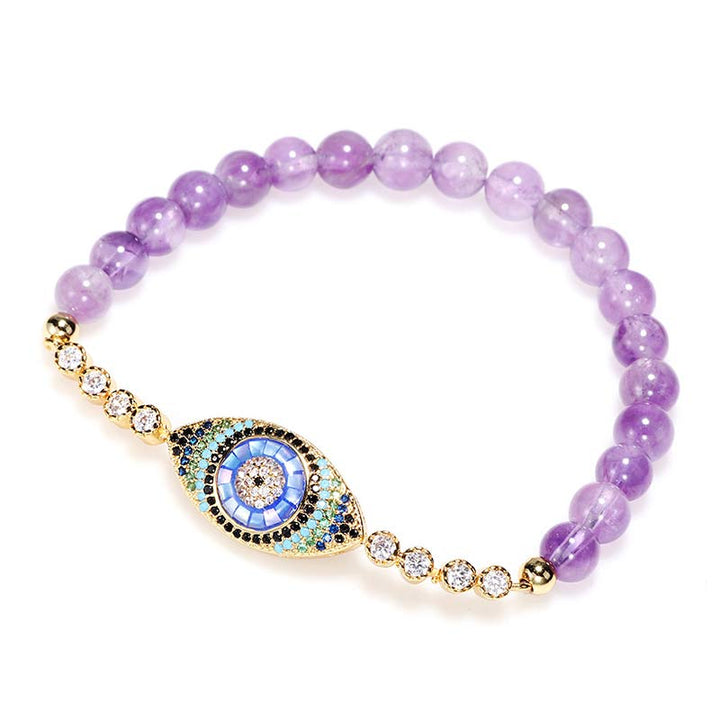 Olivenorma Amethyst Evil Eye Symbol Healing Bracelet