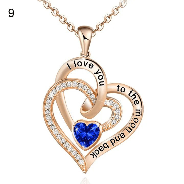 FREE Today: "I Love You to the Moon and Back" – Eternal Hearts Birthstone Necklace - Rosegold - September - Card Style Two - image 44