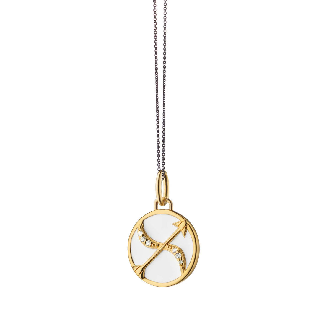 Olivenorma White Zircon Vintage Zodiac Stainless Steel 18k Necklace