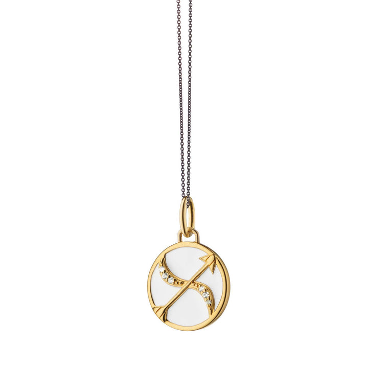 Olivenorma White Zircon Vintage Zodiac Stainless Steel 18k Necklace