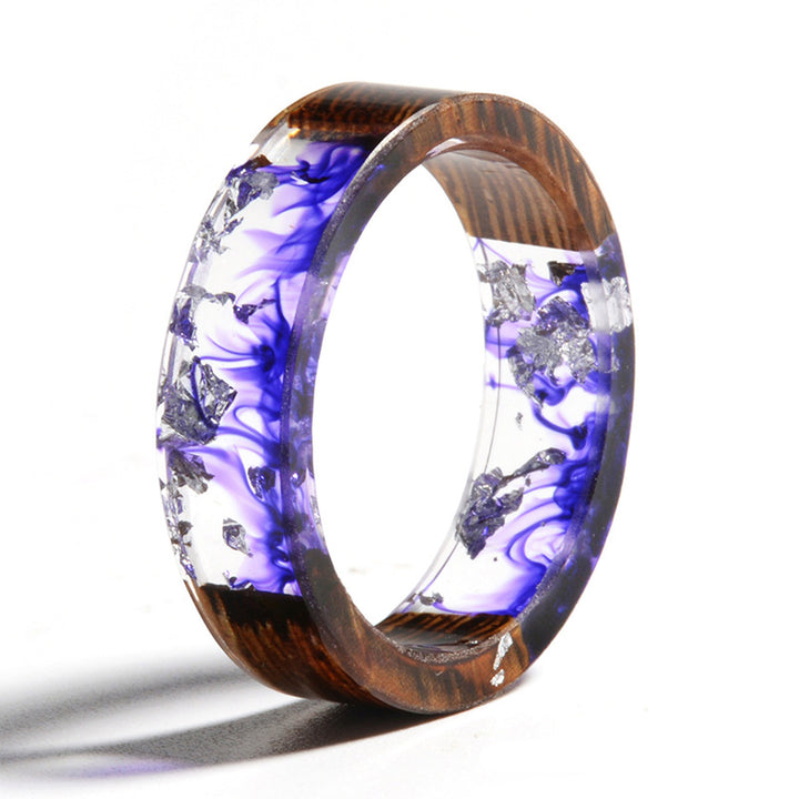 Olivenorma Intellectual & Optimistic - Handmade Wood Ring - Purple+Silver - 11 - image 13