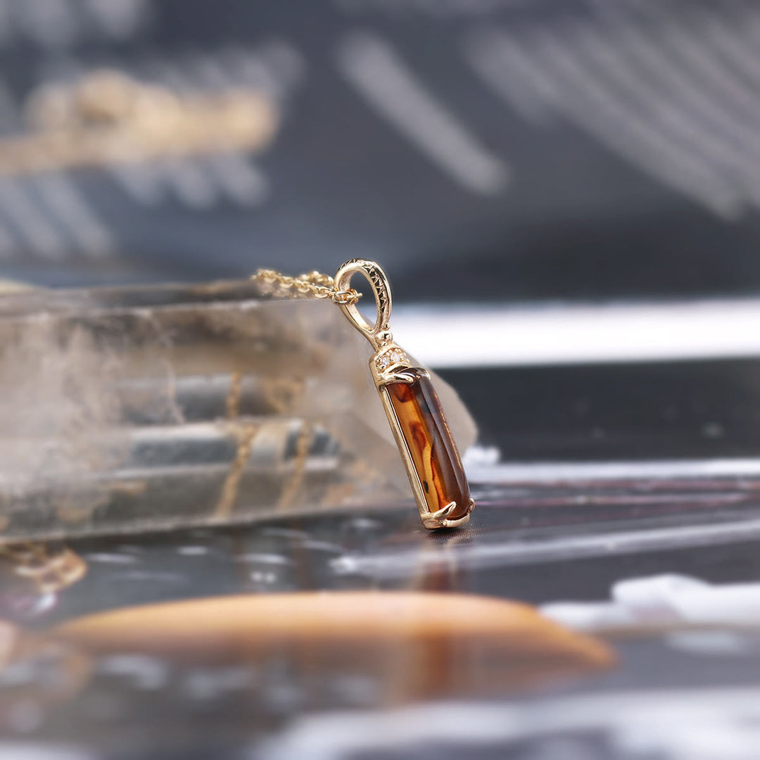 Olivenorma Artificial Amber Ring Pendant Necklace