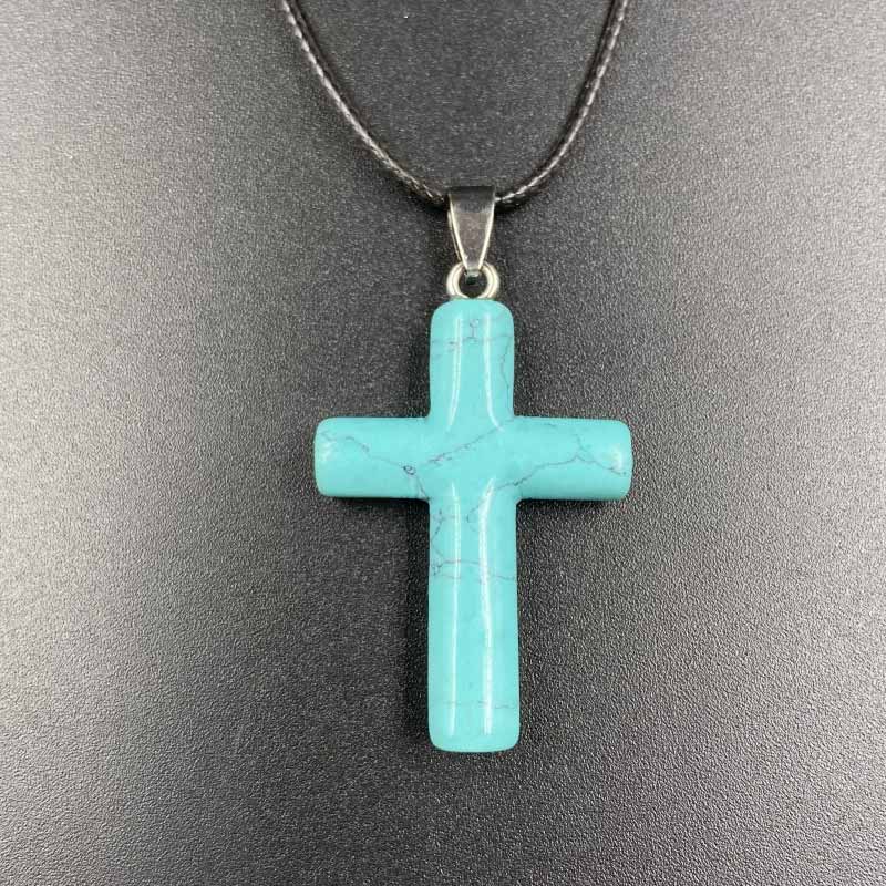 Olivenorma Natural Crystal Cross Healing Pendant