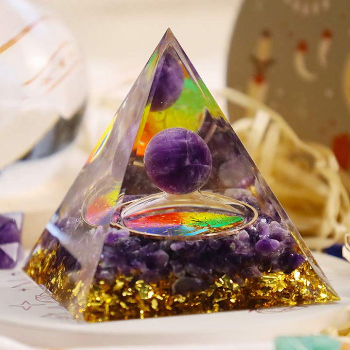 Olivenorma Amethyst Tree Of Life Orgone Pyramid