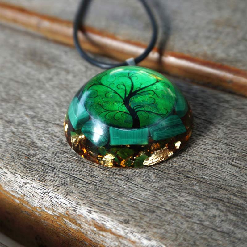 Olivenorma Natural Malachite Tree Of Life Necklace