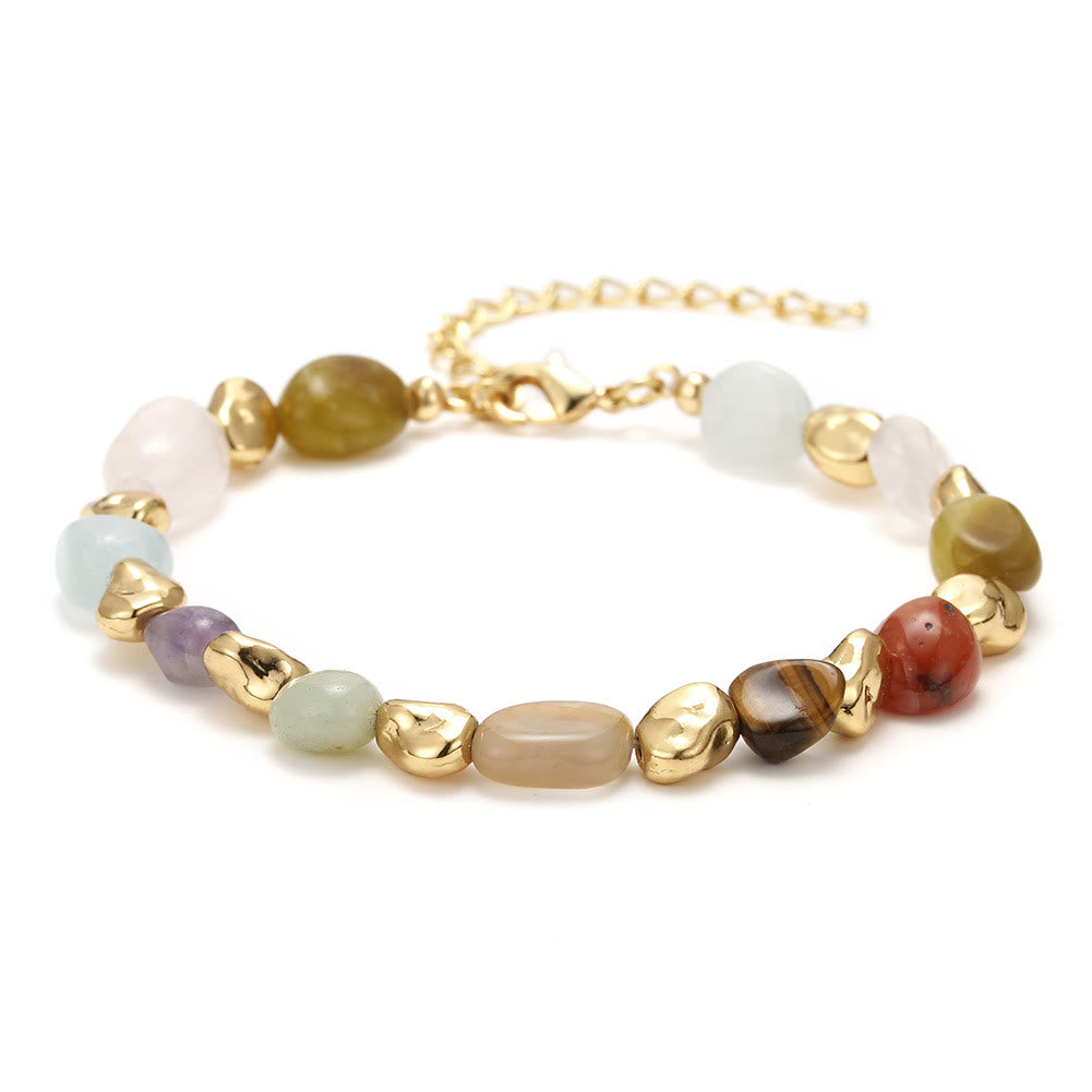 Olivenorma Irregular Multi-color Natural Stone 18k Copper Bracelet