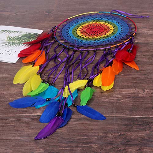 Olivenorma Rainbow Feather Beaded Black Onyx Dream Catcher - image 2