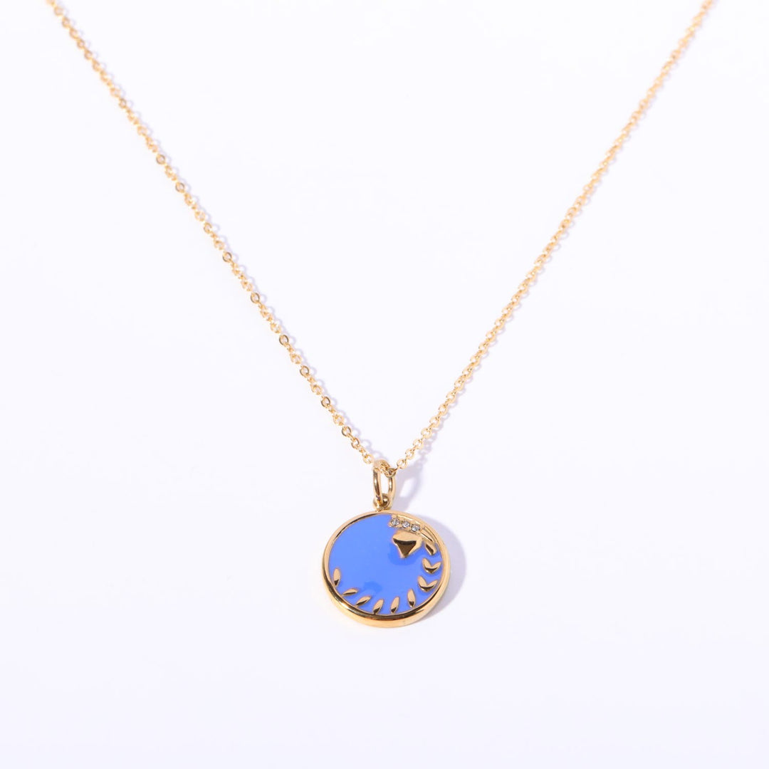 Olivenorma White Zircon Vintage Zodiac Stainless Steel 18k Necklace