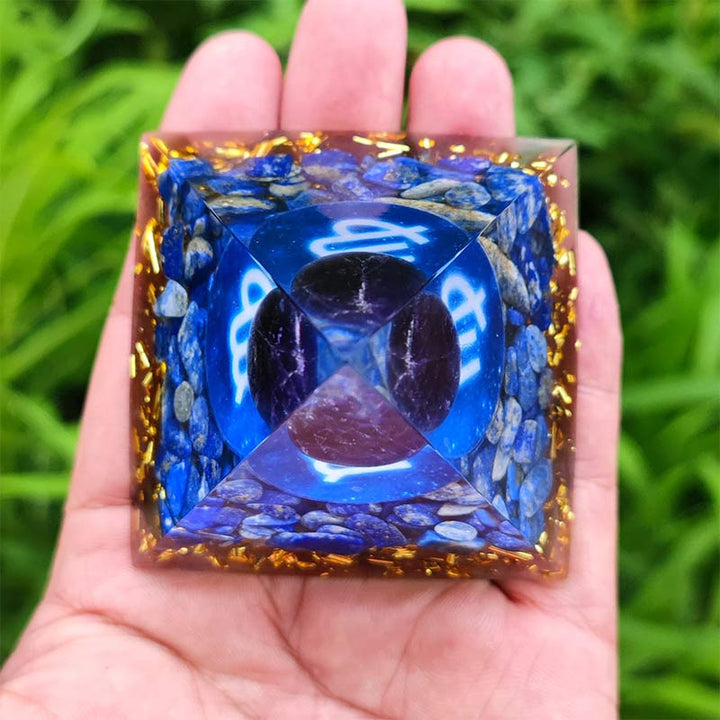 Olivenorma Amethyst with Lapis Lazuli Virgo Zodiac Orgone Pyramid