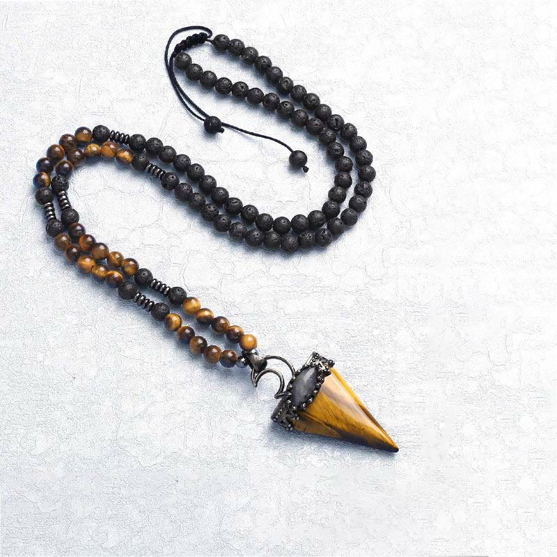 Olivenorma Natural Crystal Triangle Shape Pendant Necklace