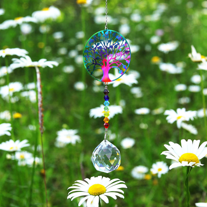 Olivenorma Clear Crystal Hanging Chakra Beads Wind Chime Suncatcher