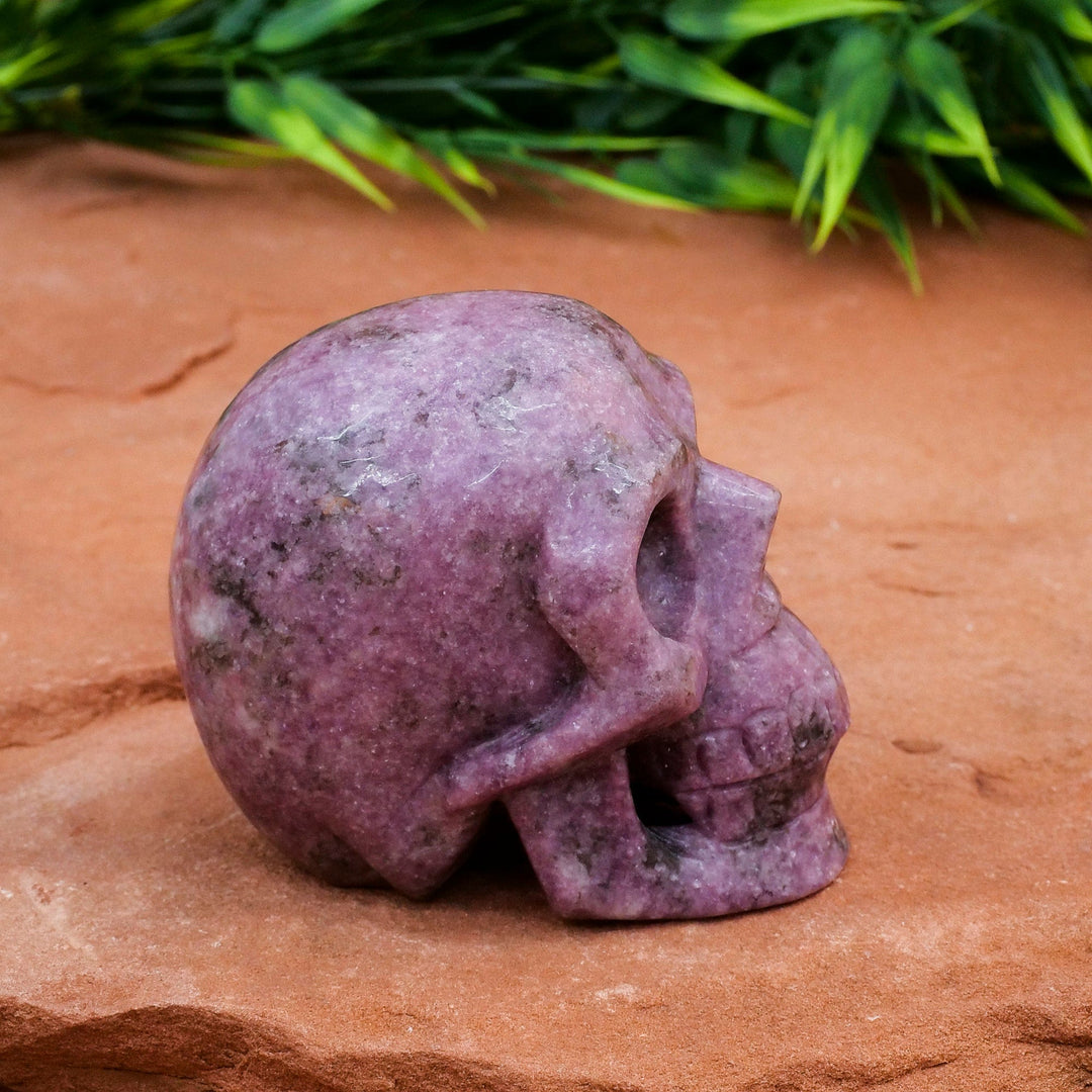 Olivenorma Lepidolite Crystal Skull Decoration