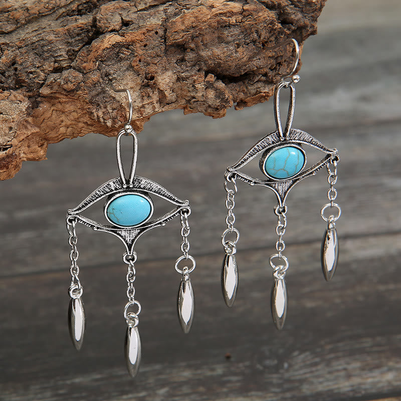 Olivenorma Geometric Cutout Eye Turquoise Bohemia Earrings