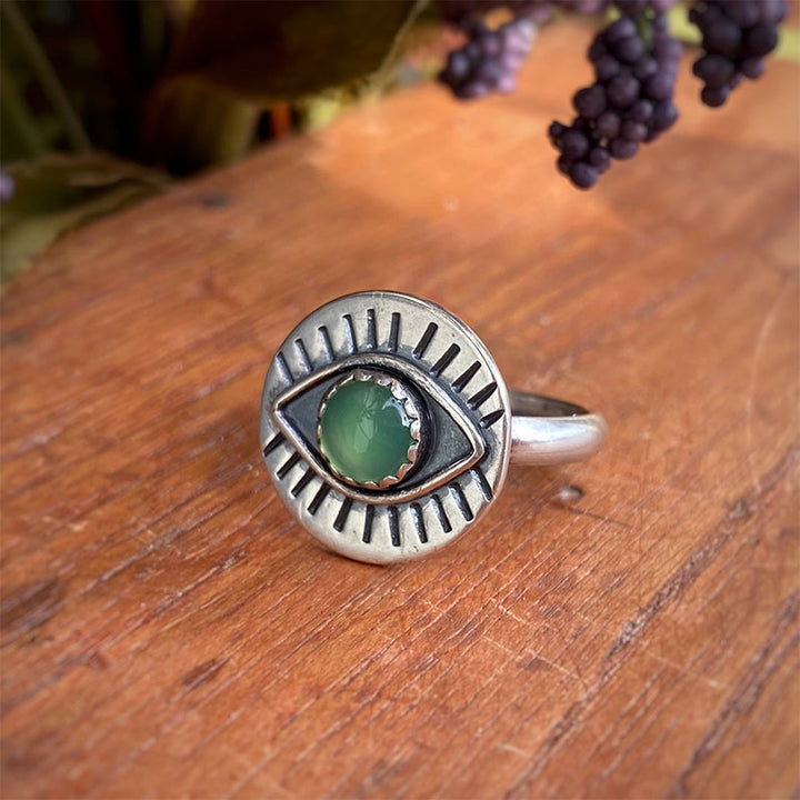 Chrysoprase Evil Eye Protection Ring