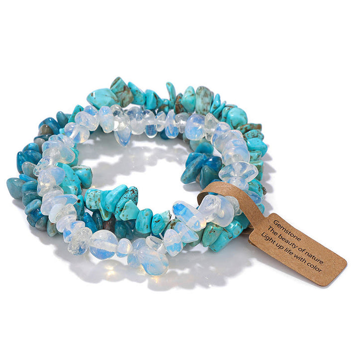 Olivenorma Natural Irregular Crystal Gravel Three Layer Bracelet