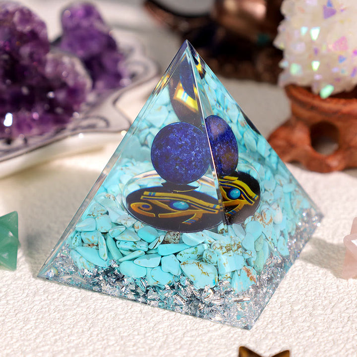 Olivenorma Blue Sodalite Turquoise Eye Of Horus Orgone Pyramid