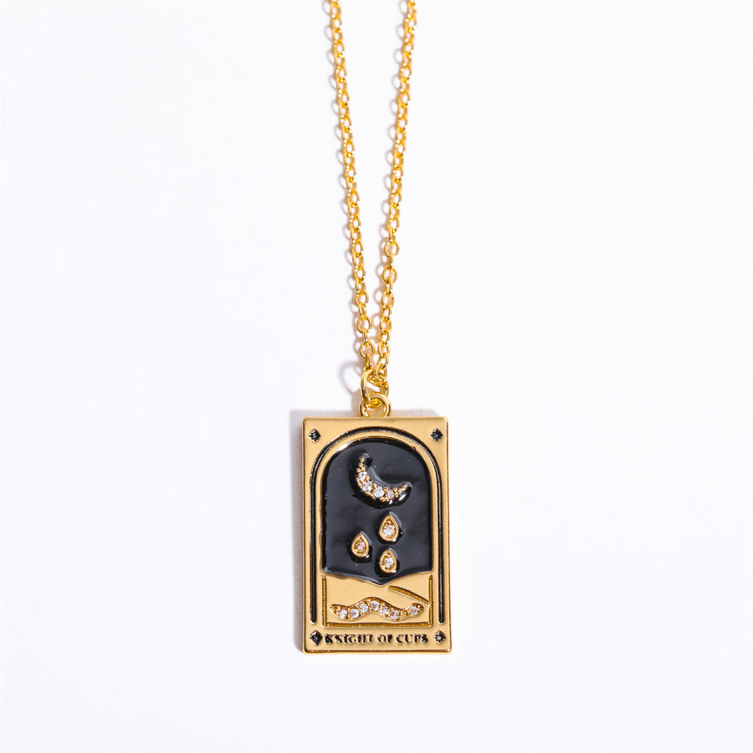 Olivenorma Zircon Electroplated Gold Tarot Oil Drop Necklace