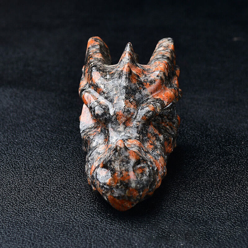 Olivenorma 3.2 Inch Dragon Head Skull Gemstone Decoration