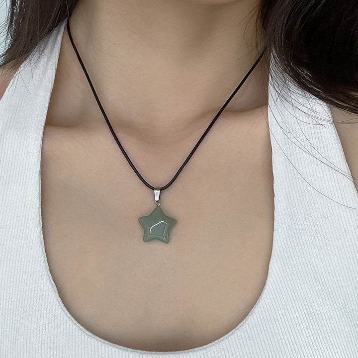 Olivenorma Natural Crystal Star Pendant Necklace