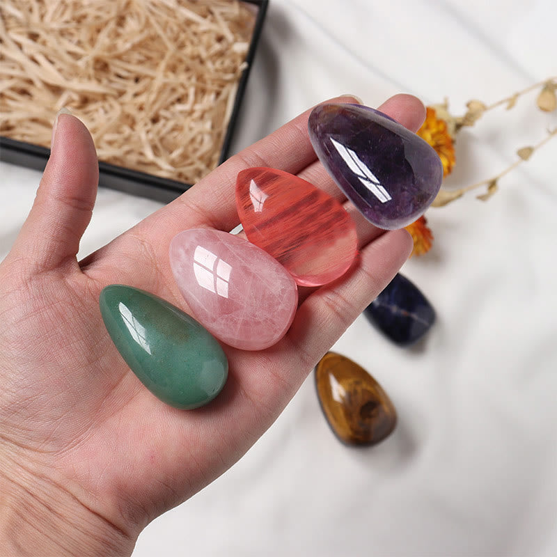 Olivenorma Natural Crystal Drop Shaped Raw Stone Set