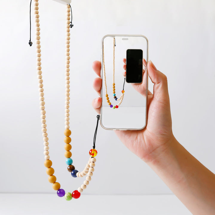 Olivenorma Natural Crystal Wooden Beads Phone Strap