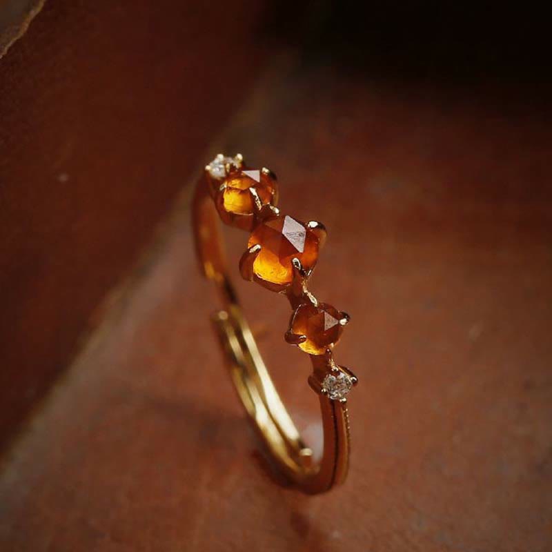 Olivenorma Adjustable Orange Garnet Ring