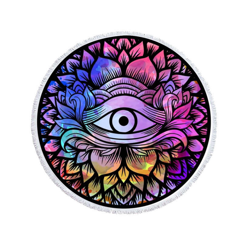 Olivenorma Evil Eye Hamsa Round Beach Towel Tapestry