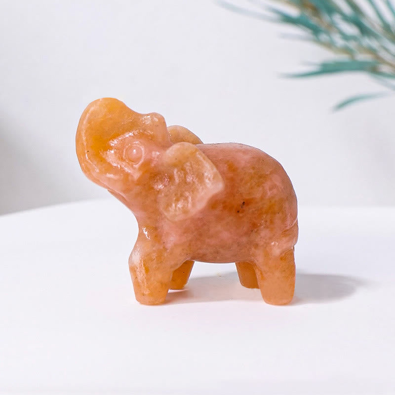Olivenorma Natural Crystal Elephant Carving Ornament Gemstone Decoration - Sun Stone - image 8